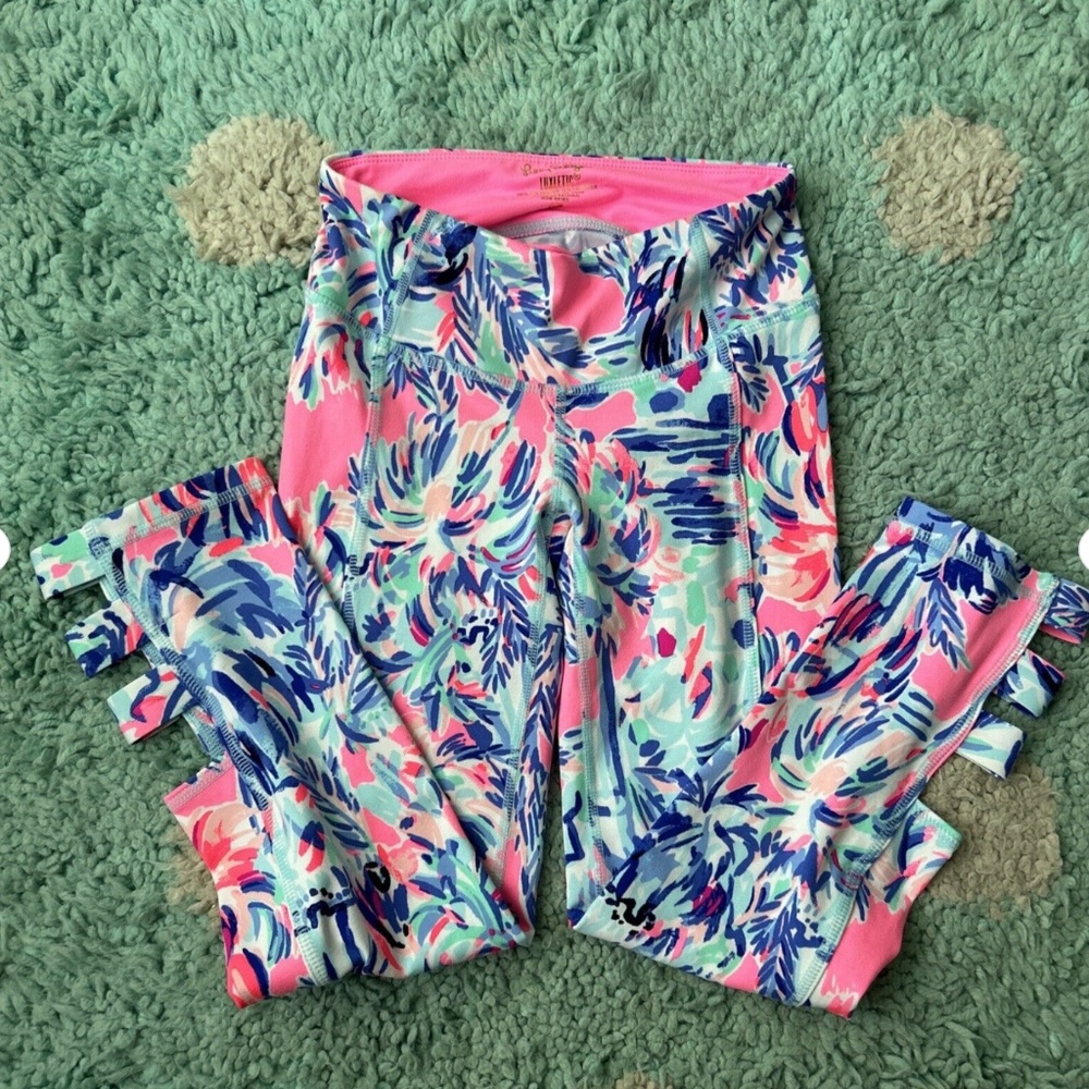 LILLY PULITZER Legging Luxletic Crop Pink Ravello Blue Perfect Match Cutout xxs